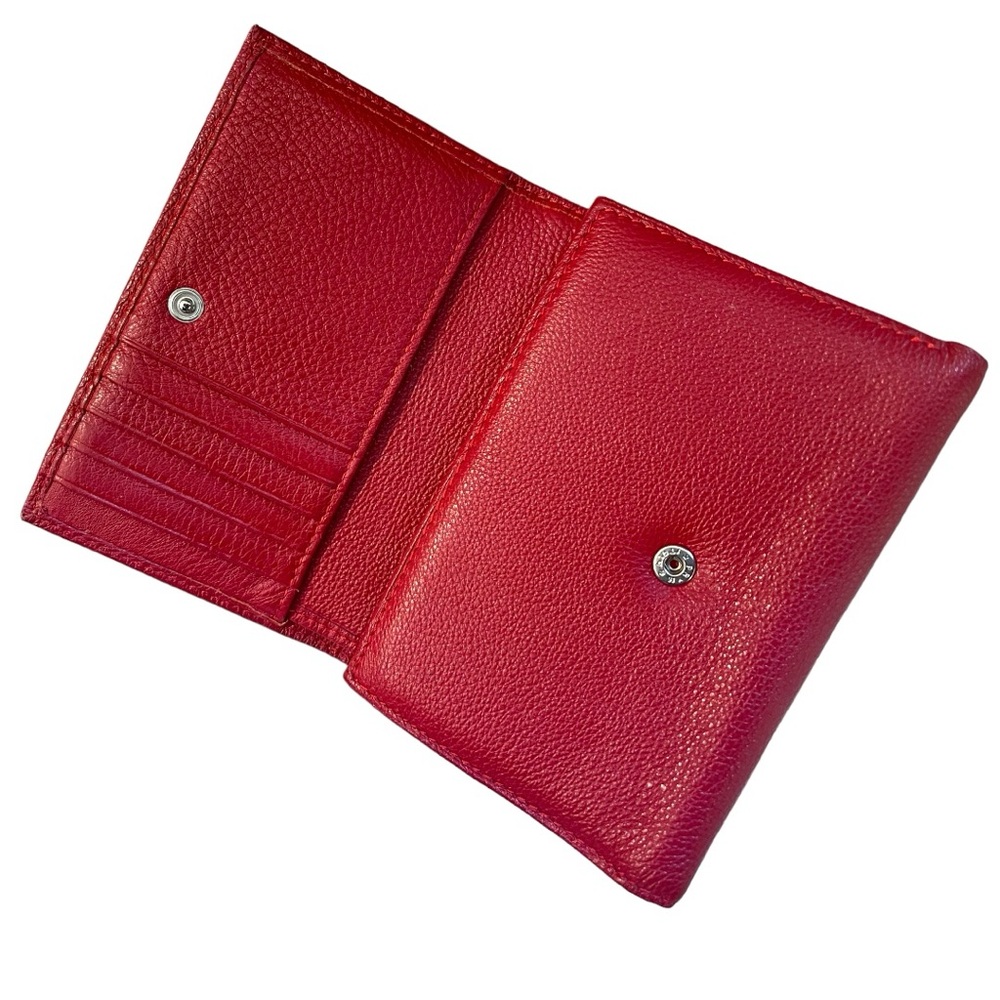 Corti Milano Red Leather Compact Trifold Card & Coin Leather Wallet ~Milan Italy - Picture 3 of 13